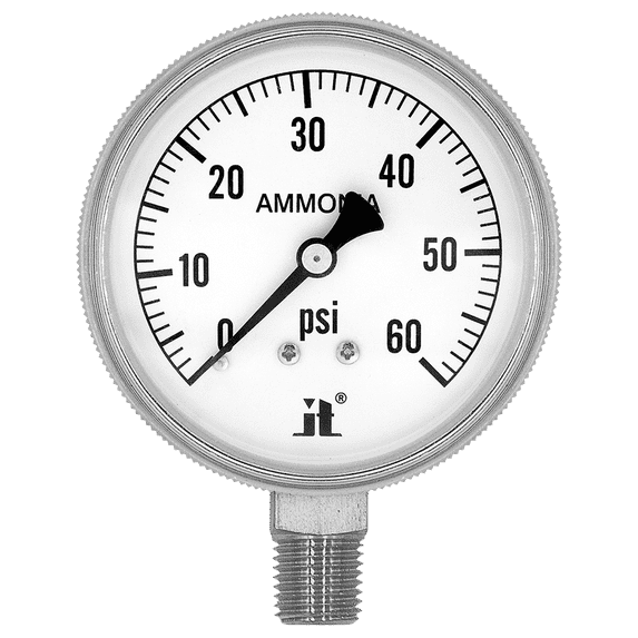 Zenport APG60 Ammonia Gas Pressure Gauge, 60 PSI, Silver