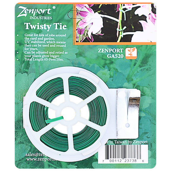 Zenport GA520 Garden Twisty Plant Tie, 65-Feet, Green - 3 Pack