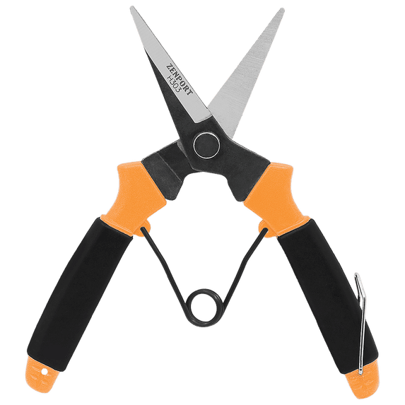 Zenport H303 Light Needle Nose Shear with Wishbone Spring, 2 Inch Carbon Steel Blades, Black/Orange - 3 Pack