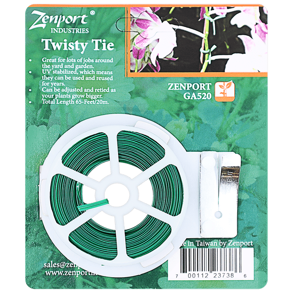 Zenport GA520 Garden Twisty Plant Tie, 65-Feet, Green - 12 Pack