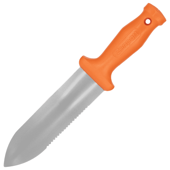 Zenport K245 ZenBori Soil Knife, Serrated, 6 Inch Stainless Steel Blades, Orange
