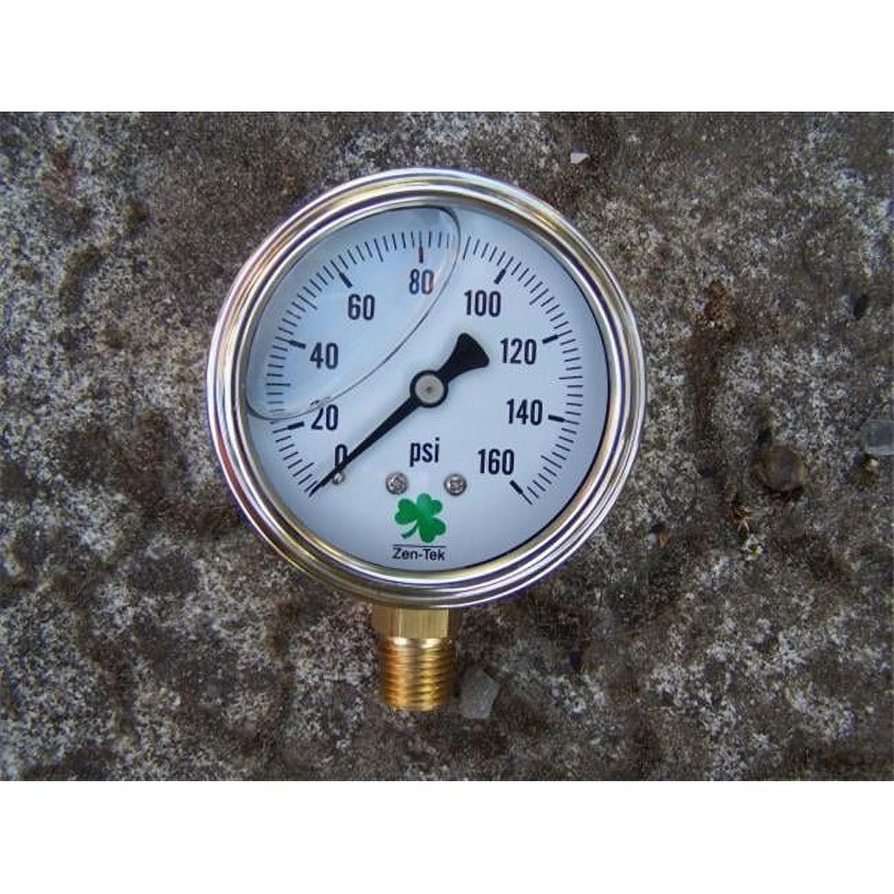 Zenport Lpg160 1pk Glycerin Liquid Filled Pressure Gauge 160 Psi 2247