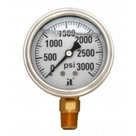 Zenport LPG3000-10PK Liquid Filled Pressure Gauge 0-3000 Psi- Box of 10