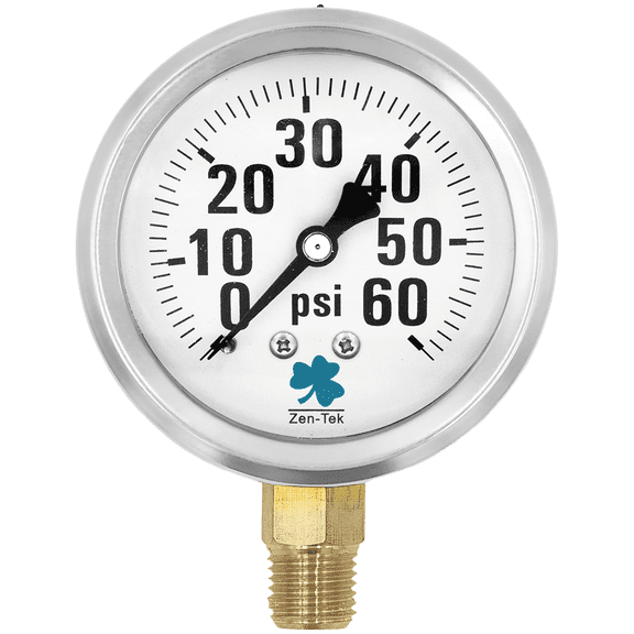 Zenport LPG60 Glycerin Liquid Filled Pressure Gauge, 60 PSI