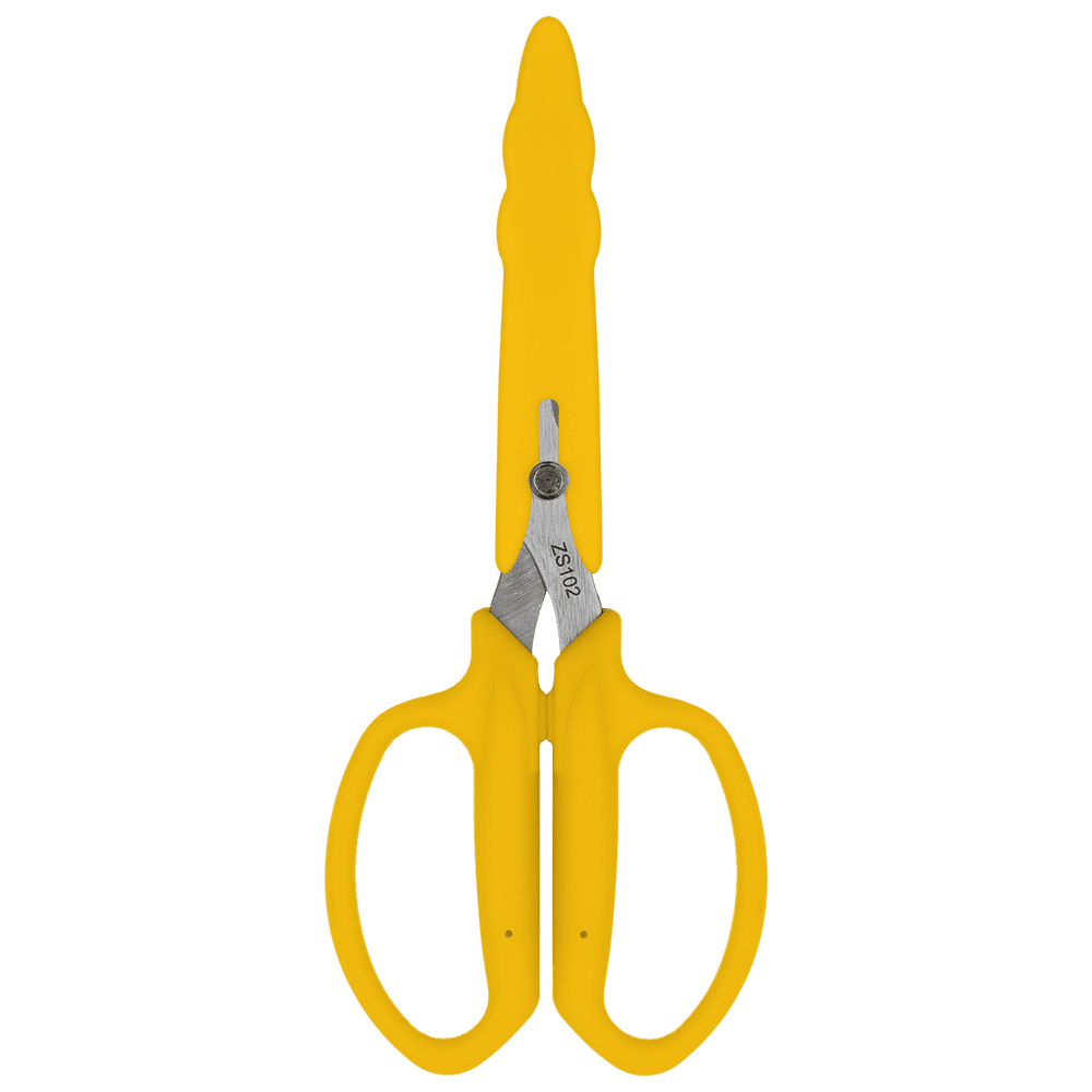 Zenport ZS102 Floral Scissors With Safety Cap, 2.75 Inch Carbon Steel Blades, Yellow - 10 Pack