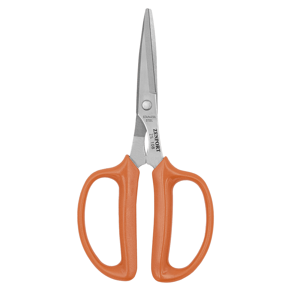 Zenport ZS108 All Purpose Scissors, 7-Inch, 2 Inch Carbon Steel Blades, Orange - 12 Pack