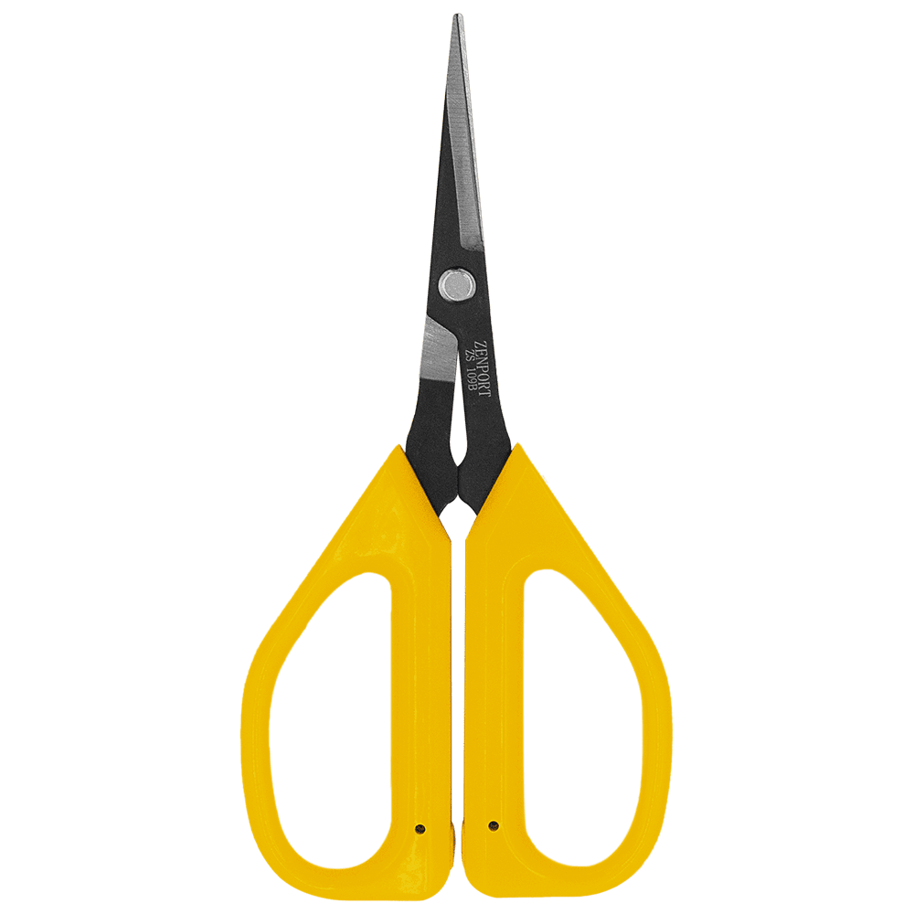 Zenport ZS109T Ergonomic Tilt Blade Deluxe Trimming Scissors, 1.4 Inch Carbon Steel Blades, Yellow - 3 Pack