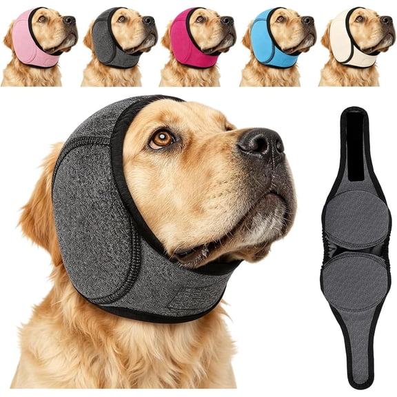 Zenpup Noise Cancelling Ear Wrap, Dog Ear Muffs Noise Protection Firework Thunder Vacuum, Dog Head Wrap, Adjustable Dog Ear Protection Wrap for Dog Bathing Grooming Thunder Storm (Black, Medium)