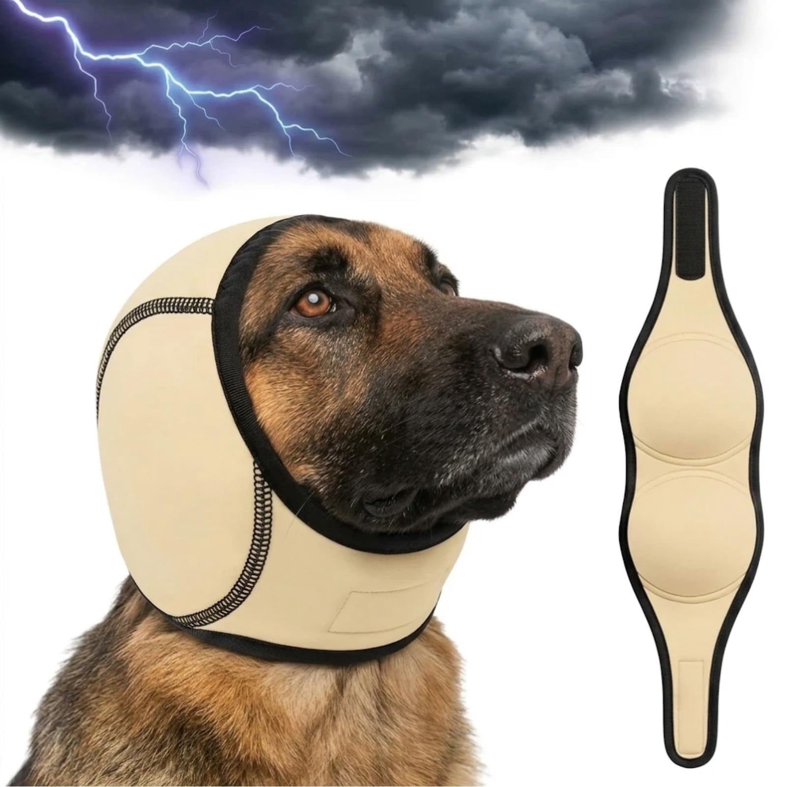Zenpup Noise Cancelling Ear Wrap, No Flap Ear Wrap for Dogs, Waterproof Dog Head Wrap