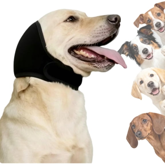 Zenpup Noise Cancelling Ear Wrap, Noise Protection Firework Thunder, Elastic Dog Ear Wrap with Sound-Blocking Rubber Pads, No Shake, Adjustable (Black+Gray, Small)