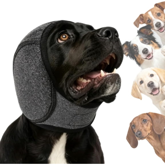 Zenpup Noise Cancelling Ear Wrap, Noise Protection Firework Thunder, Elastic Dog Ear Wrap with Sound-Blocking Rubber Pads, No Shake, Adjustable (Black+Gray, Small)