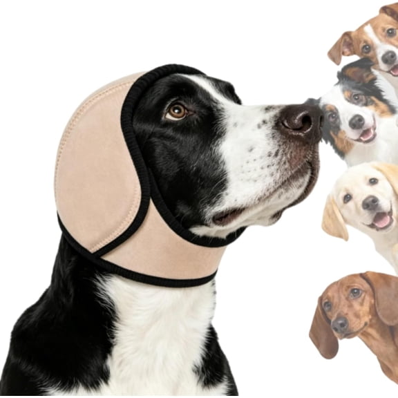 Zenpup Noise Cancelling Ear Wrap, Noise Protection Firework Thunder, Elastic Dog Ear Wrap with Sound-Blocking Rubber Pads, No Shake, Adjustable (Black+Gray, Small)
