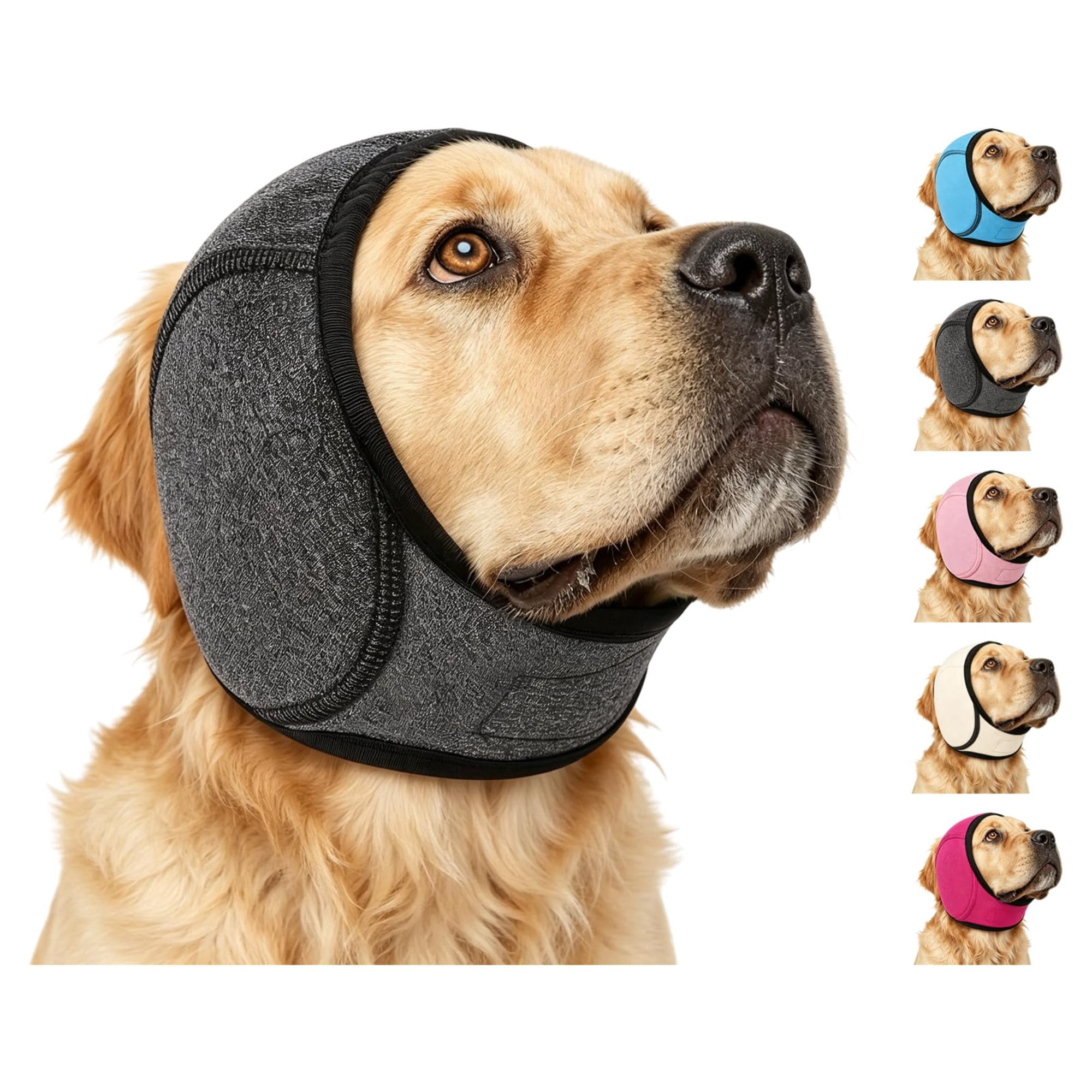 Zenpup Noise Cancelling Ear Wrap for Dogs, Soft Dog Ear Wrap with Adjustable Chin Strap for Fireworks, Thunder, Vacuum, Grooming and Travel