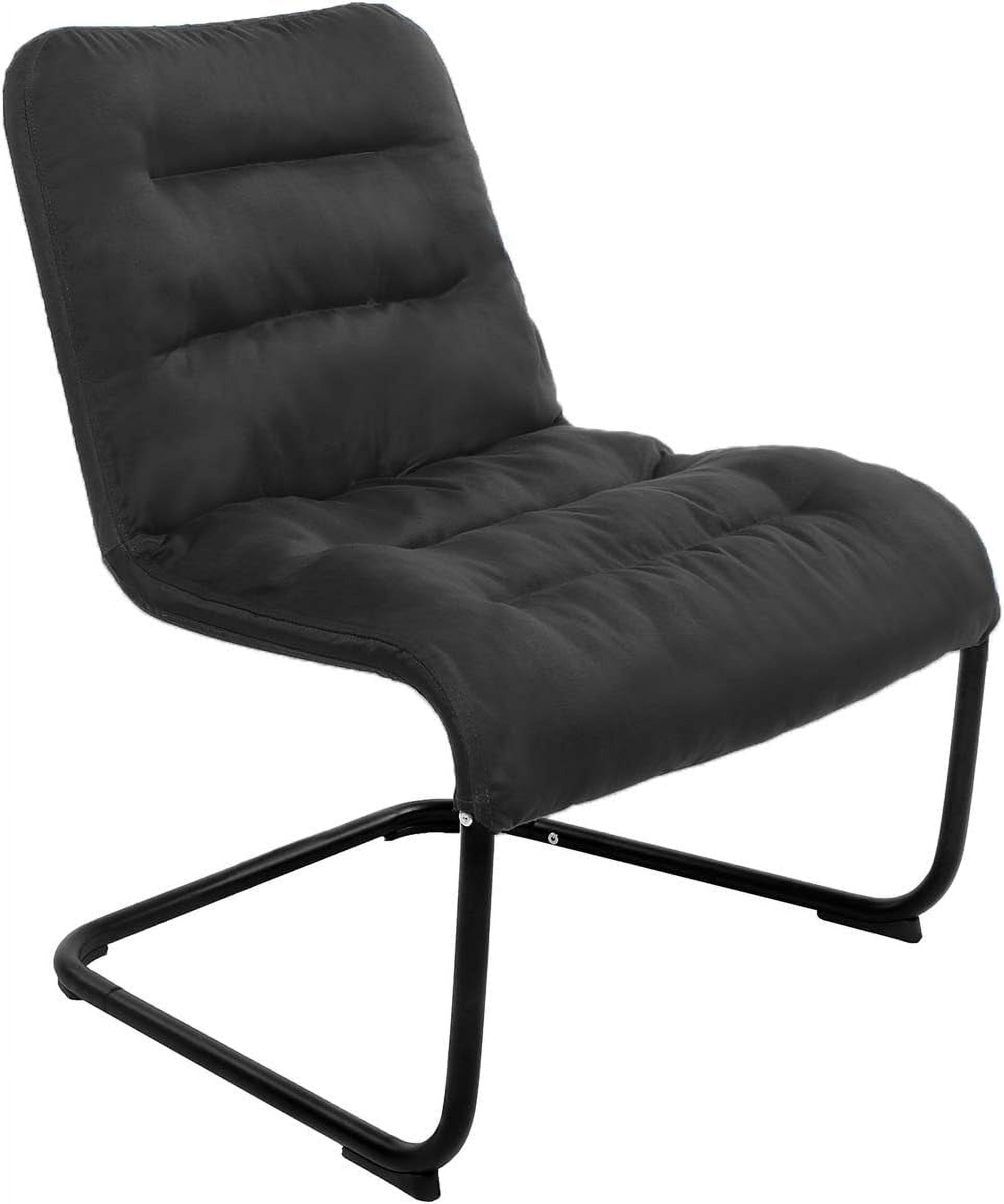 Zenree Upholstered Durable Metal Modern Chair with Soft Cushion, Black - Ideal for Bedrooms, Living Rooms, Dorms, Indoor Spaces, Accent and Lounging