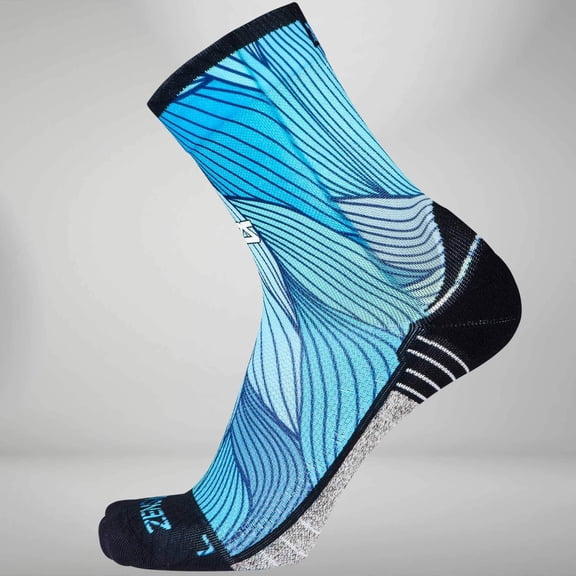 Zensah Abstract Waves Socks (Mini Crew) L / Blues