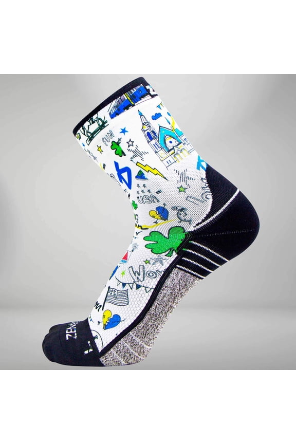 Boston Socks (Mini-Crew) S / Marathon Doodle