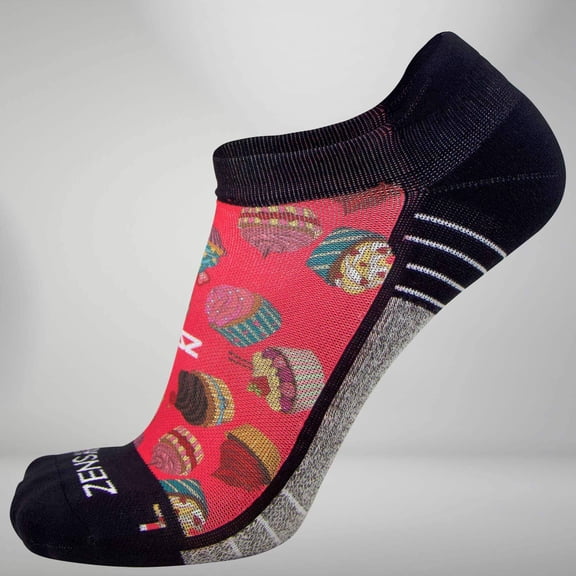 Zensah CUpcakes Socks (No Show) L / Coral