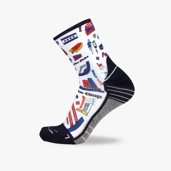Zensah Chicago Doodle Socks (Mini-Crew) L / White