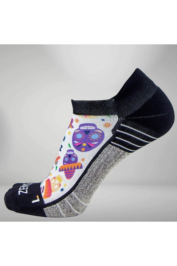 Day Of The Dead Doodle Socks (No Show) M / White