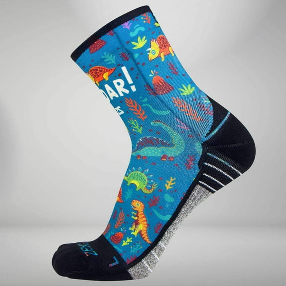 Zensah Dinosaurs Socks (Mini Crew) M / Teal