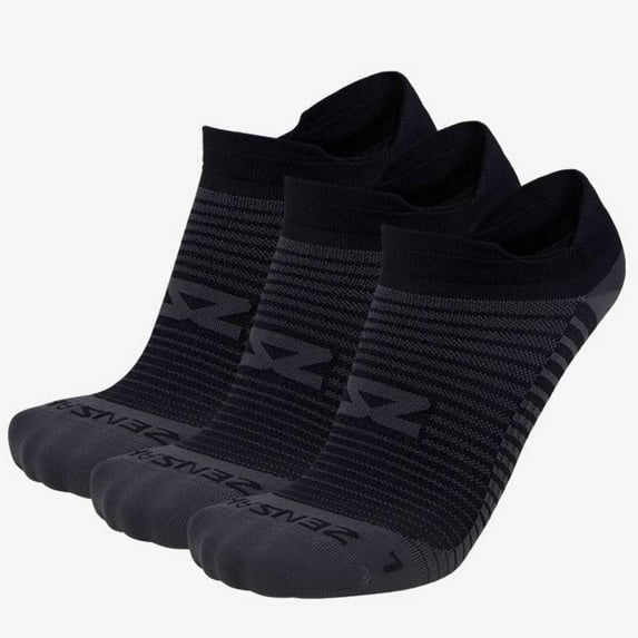 Zensah Featherweight Running Socks (No Show) S / Black-3 Pack