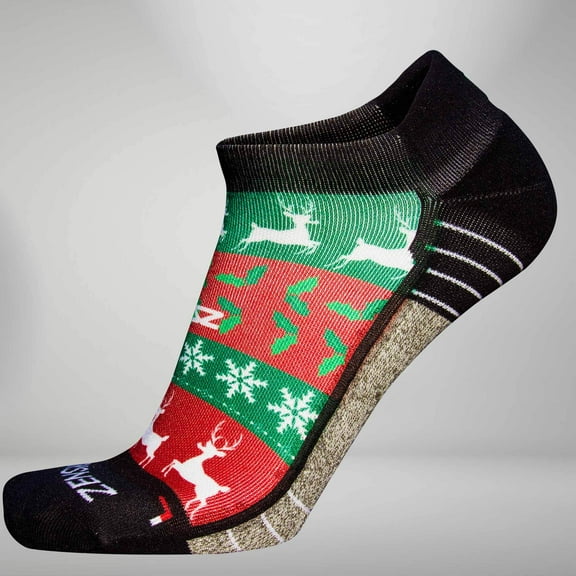 Zensah Holiday Socks (No-Show) L / Funky Sweater Green-Red