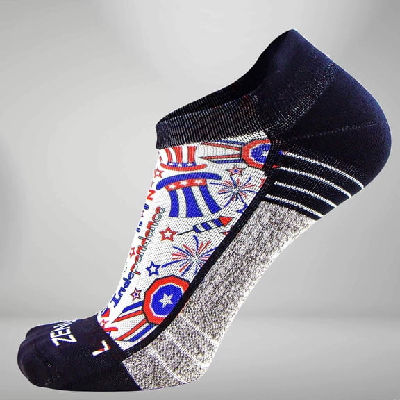 Zensah Independence Doodle Socks (No Show) M / White