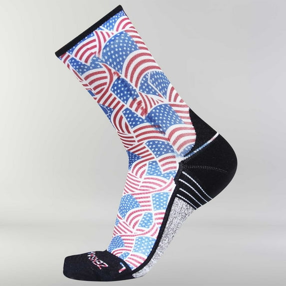 Zensah Independence Patriotic Socks (Mini Crew) L / USA Flags