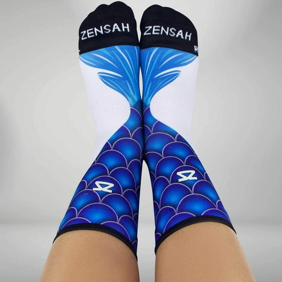 Zensah Mermaid Tail Socks (Mini Crew) S / White