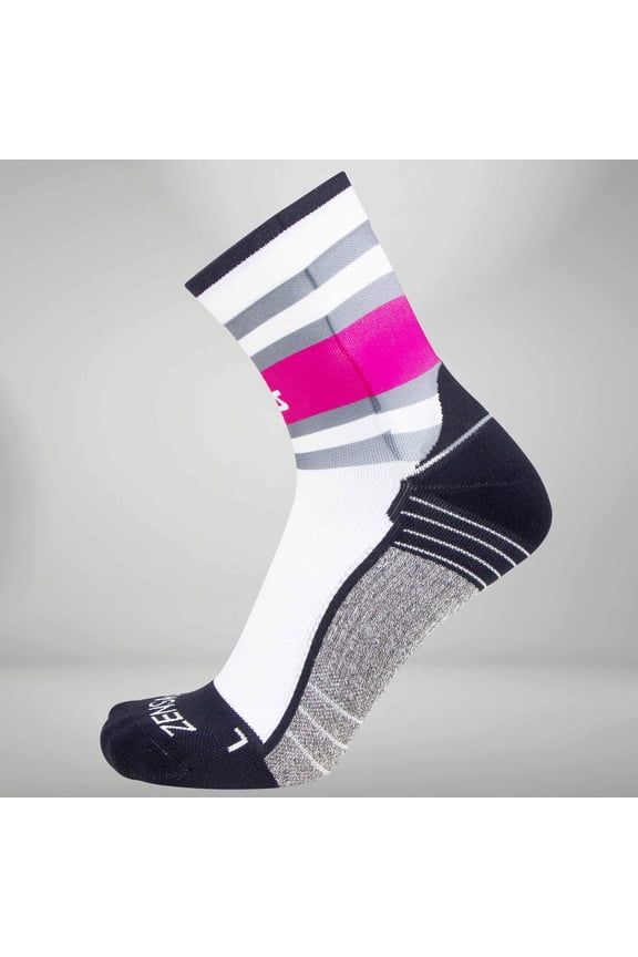 Retro Border Stripes Socks (Mini-Crew) M / Neon Pink/Grey