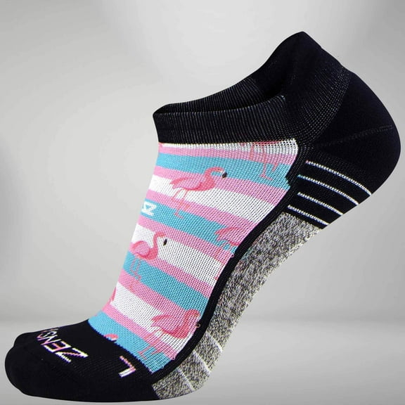 Zensah Summer Flamingo Socks (No-Show) M / White