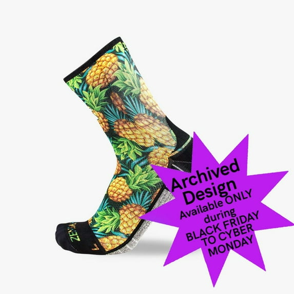 Zensah Sweet Pineapples Socks (Mini-Crew) S / Black