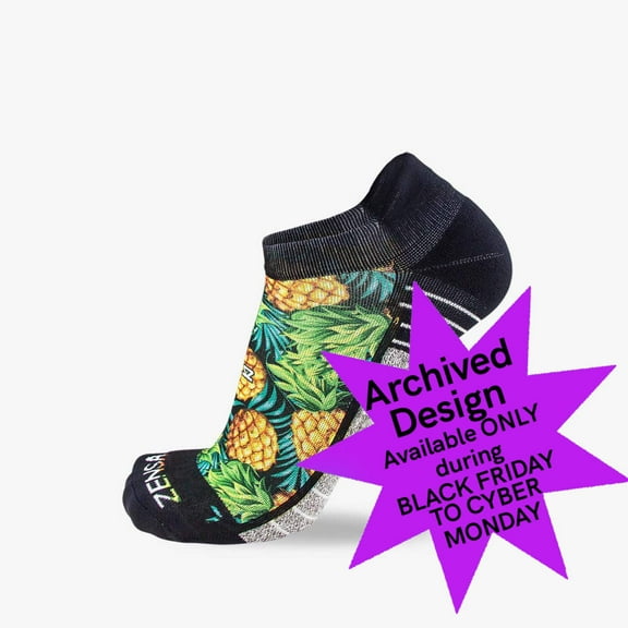 Zensah Sweet Pineapples Socks (No Show) S / Black