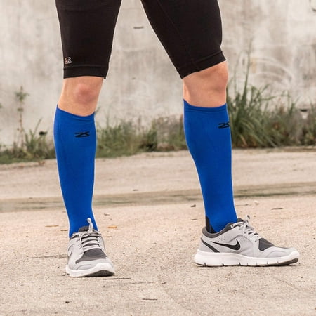 Zensah Tech+ Compression Socks-Large-Electric Blue