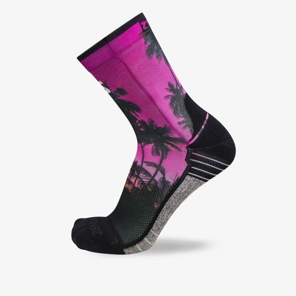 Zensah Tropical Palm Trees Socks (Mini-Crew) M / Magenta