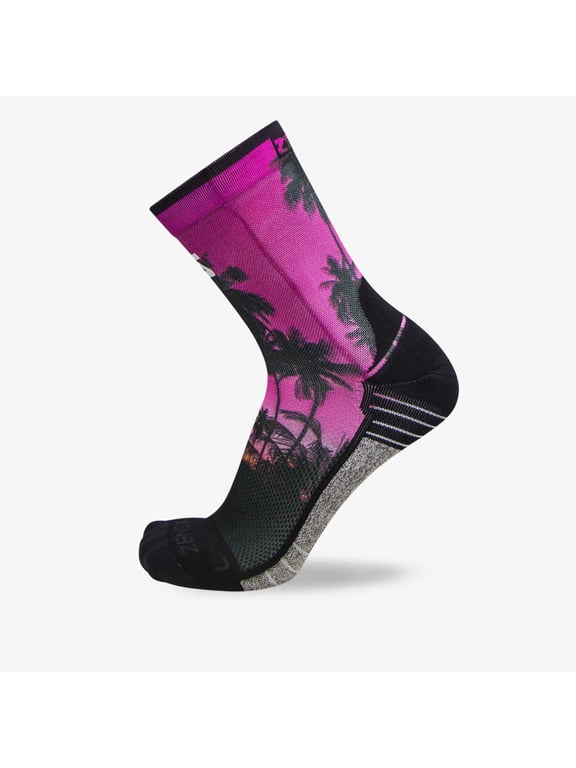 Tropical Palm Trees Socks (Mini-Crew) M / Magenta