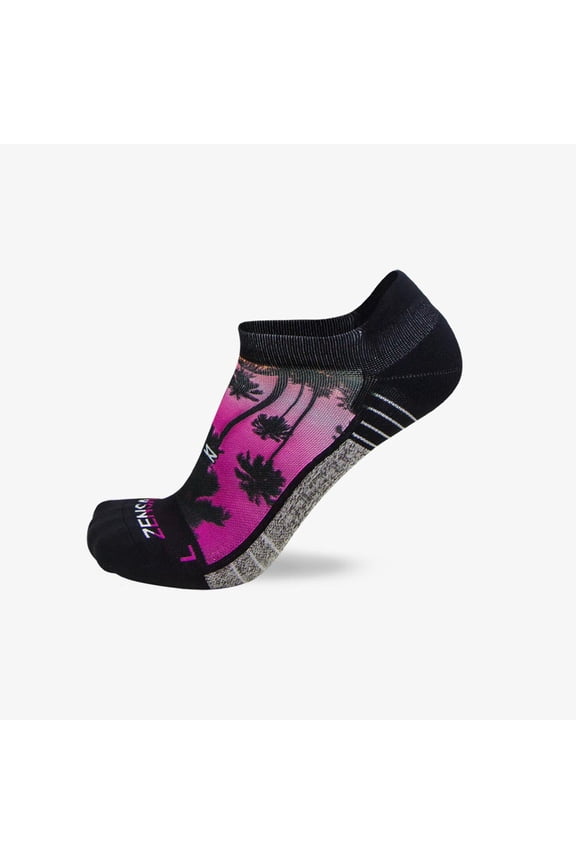 Tropical Palm Trees Socks (No Show) L / Magenta