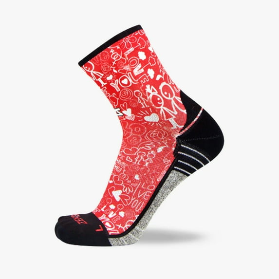 Zensah Valentines Day Socks (Mini-Crew) L / Love-White