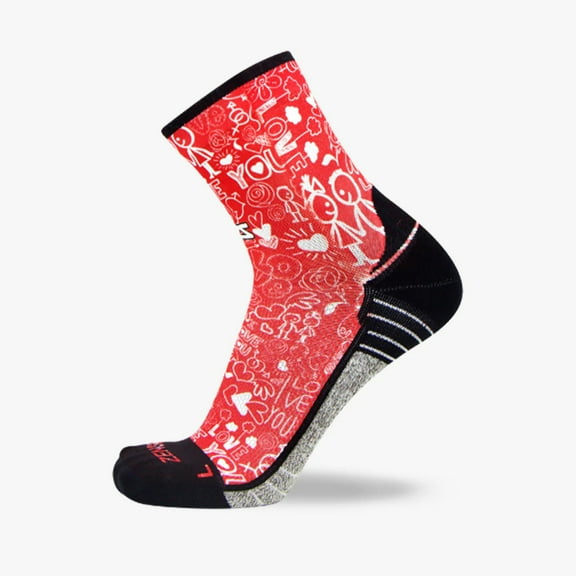 Zensah Valentines Day Socks (Mini-Crew) S / Love-Red