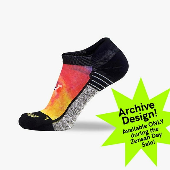 Zensah Watercolor Socks (No Show) S / Yellow/Red