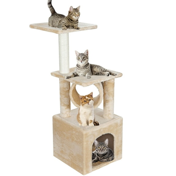 ZENSTYLE 36" Cat Tree Activity Climber Tower with Plush Perch and Sisal Post for Kittens, Pet Kitty Play House Furniture