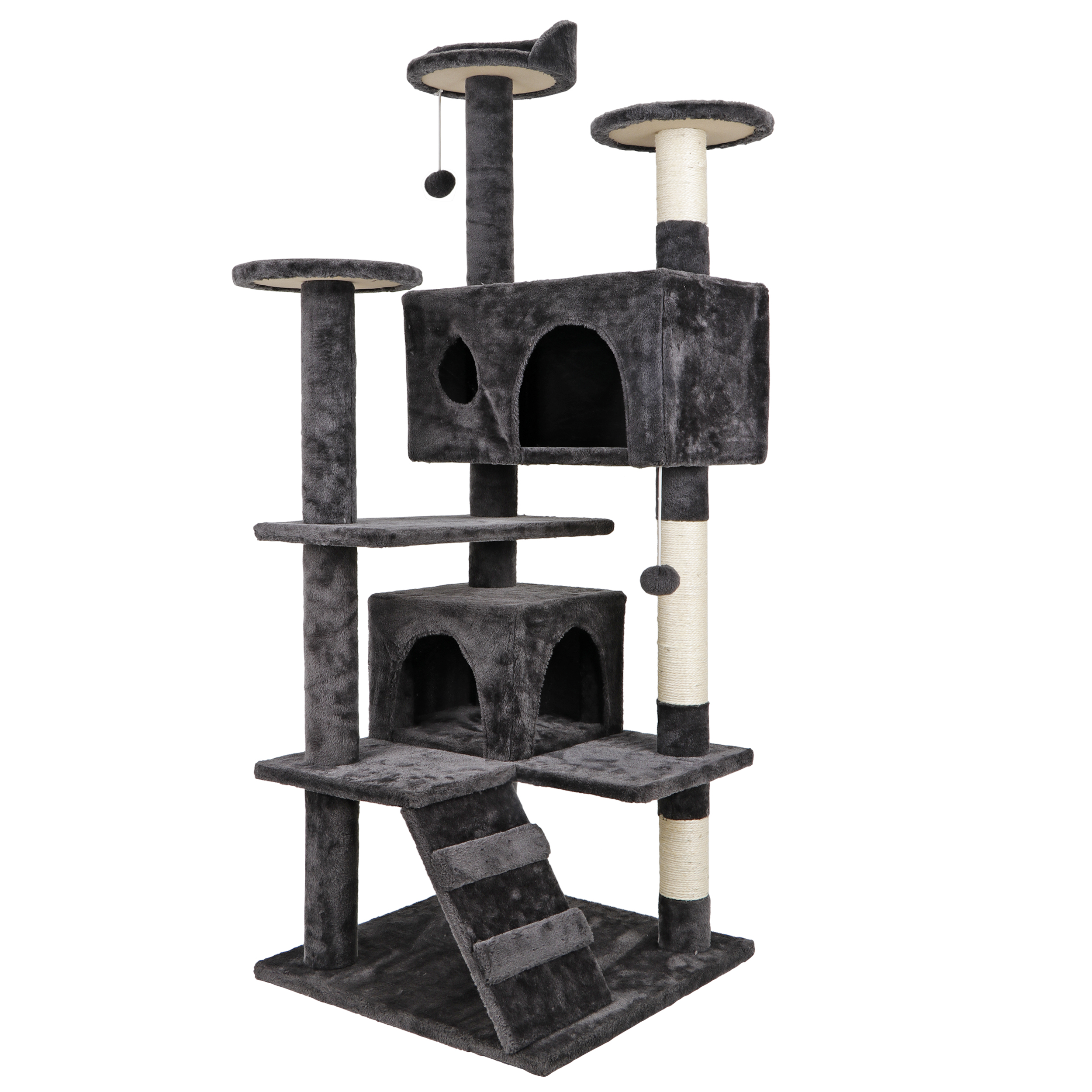 Zenstyle 53-in Cat Tree & Condo Scratching Post Tower, Dark Gray - image 1 of 14