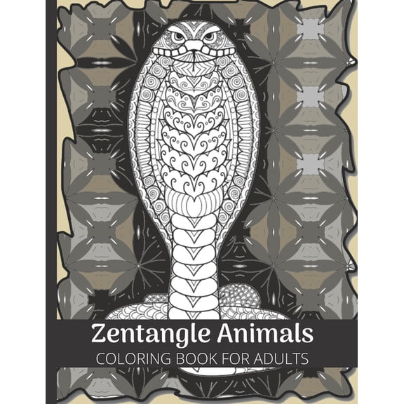 Zentangle Animals: Coloring Book for Adult,40 Intricate Designs of Different Animals with Abstract Bacground, (Paperback)