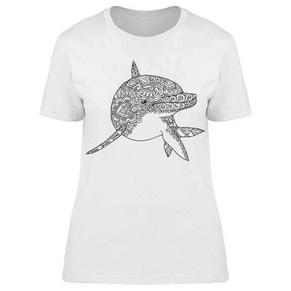 Zentangle Curious Dolphin T-Shirt Women -Image by Shutterstock, Female Large