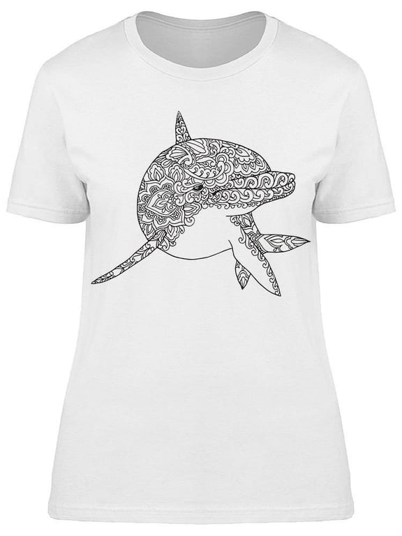 Zentangle Curious Dolphin Tee Women's -Image by Shutterstock