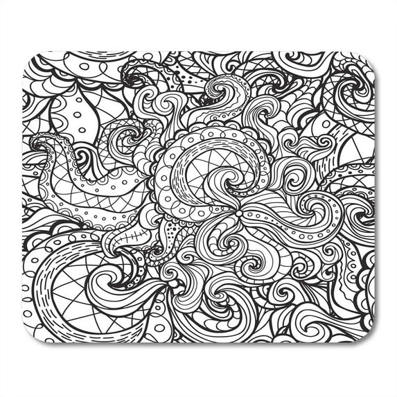 Zentangle Doodle Coloring Book for Adult and Children Page Outline Abstract Wavy Drawing Artistic Mousepad Mouse Pad Mouse Mat 9x10 inch