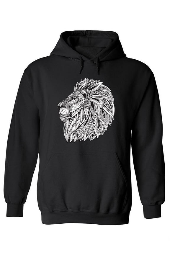 Zentangle Lion Head Side View Hoodie Women -Image by Shutterstock, Female Large