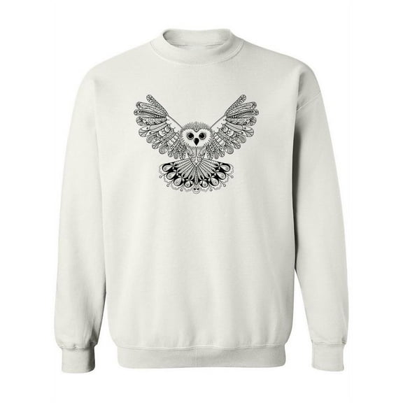 Zentangle Owl Sketch Sweatshirt Women -Image by Shutterstock, Female 5X-Large