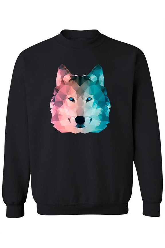 Zentangle Pink And Blue Wolf Sweatshirt Women -Image by Shutterstock, Female 4X-Large