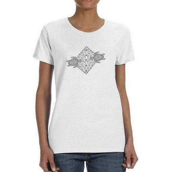 Zentangle Sea Turtles On Sand Shaped T-Shirt Women -Image by Shutterstock, Female Medium